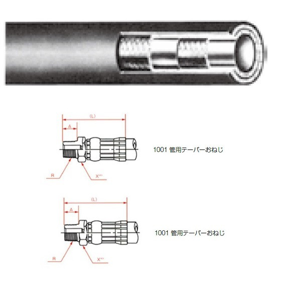 横浜ゴム（YOKOHAMA） 一般油圧ホース 2400mm 両端1001金具 NWP70-38 NWP70-38-2400 1001+1001（直送品）