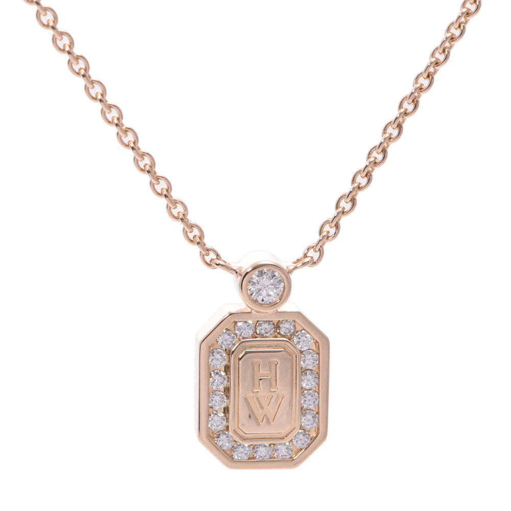 HARRY WINSTON ハリーウィンストン HWロゴ ネックレス レディース K18YG/ダイヤ ネックレス Aランク 中古 