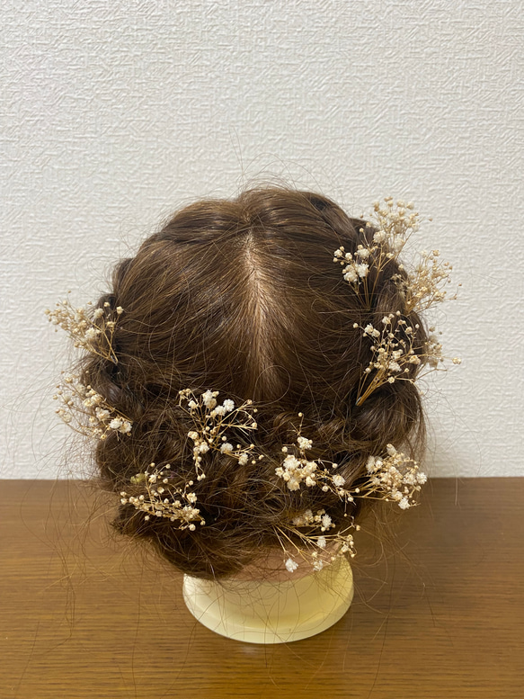 ドライフラワー髪飾り　ヘアード　かすみ草