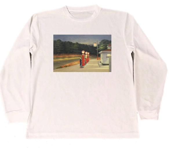 エドワード・ホッパー　ドライ　Tシャツ　名画　絵画　グッズ　Edward Hopper　ガス・ステーション　　ロング　ロ