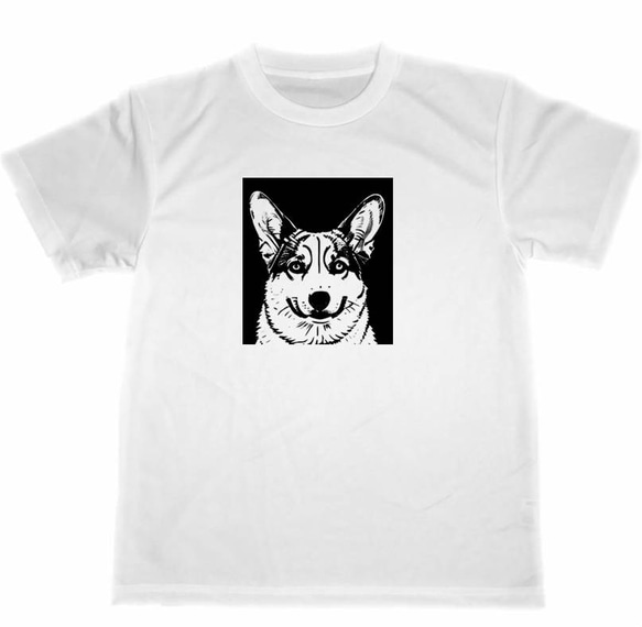 コーギー　ドライ　Tシャツ　犬　ペット　グッズ　ウェルシュ・コーギー　Welsh Corgi　DOG　イラスト　アート