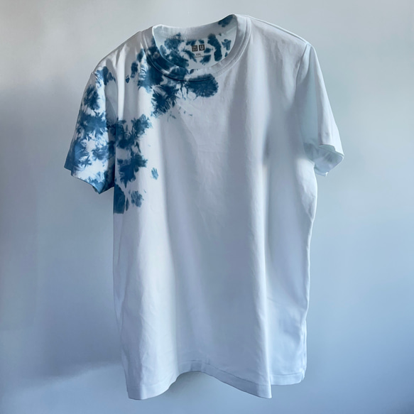 藍染クルーネックTシャツ・陰（半袖レディースXXL）