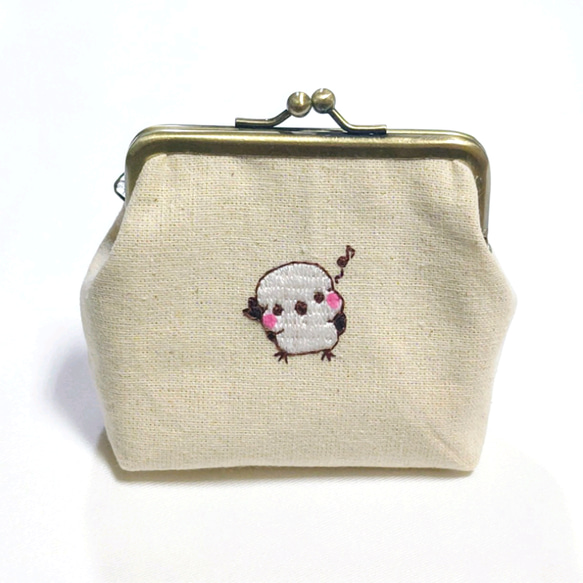 マチ付きがま口〜シマエナガさん刺繍〜　※受注生産