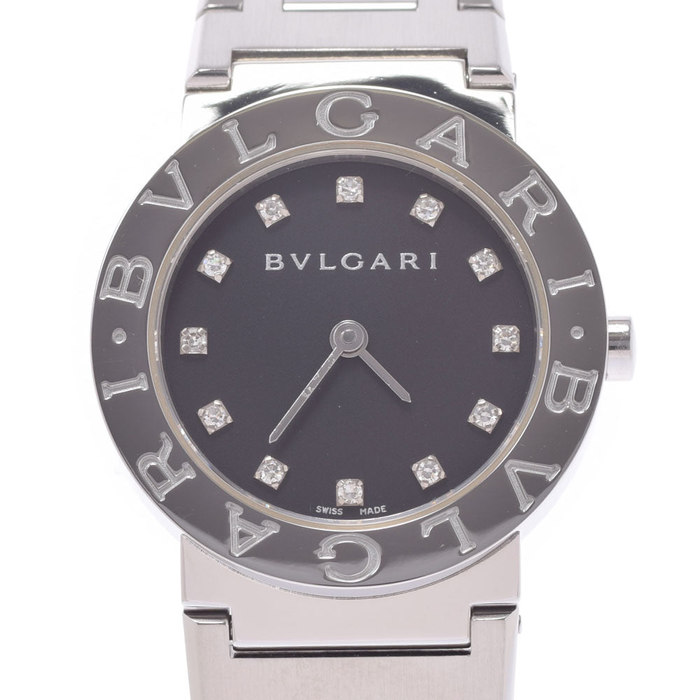 BVLGARI ブルガリ ブルガリブルガリ 26 12Pダイヤ BB26SS レディース SS 腕時計 クオーツ 黒文字盤 Aランク 中古 