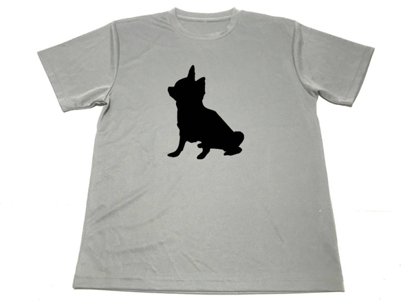 グレー　チワワ　ドライ　Ｔシャツ　犬　ペット　シルエット　グッズ