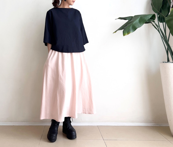 フレアースカート　* cotton Linen Salmon Pink *