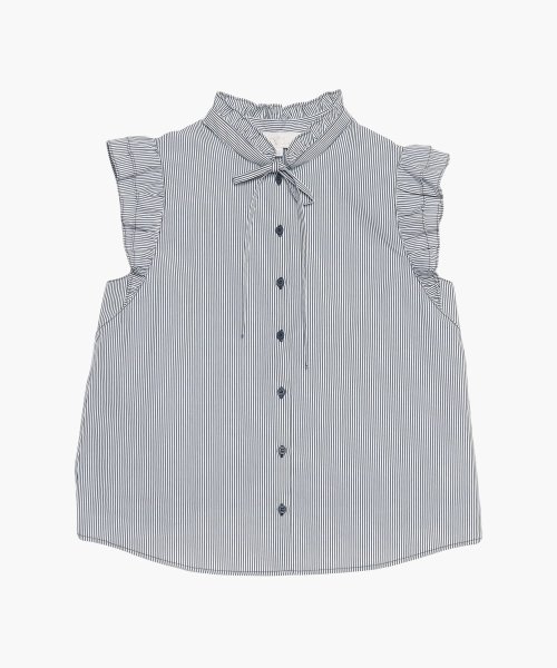 WU33 CHEMISE ストライプフリルブラウス