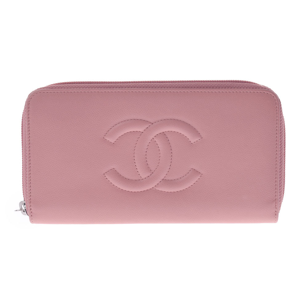 CHANEL シャネル ココマーク ピンクベージュ系 レディース レザー 長財布 Aランク 中古 