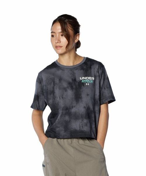 UA LIVE CROP WASHED SHORT SLEEVE T－SHIRT