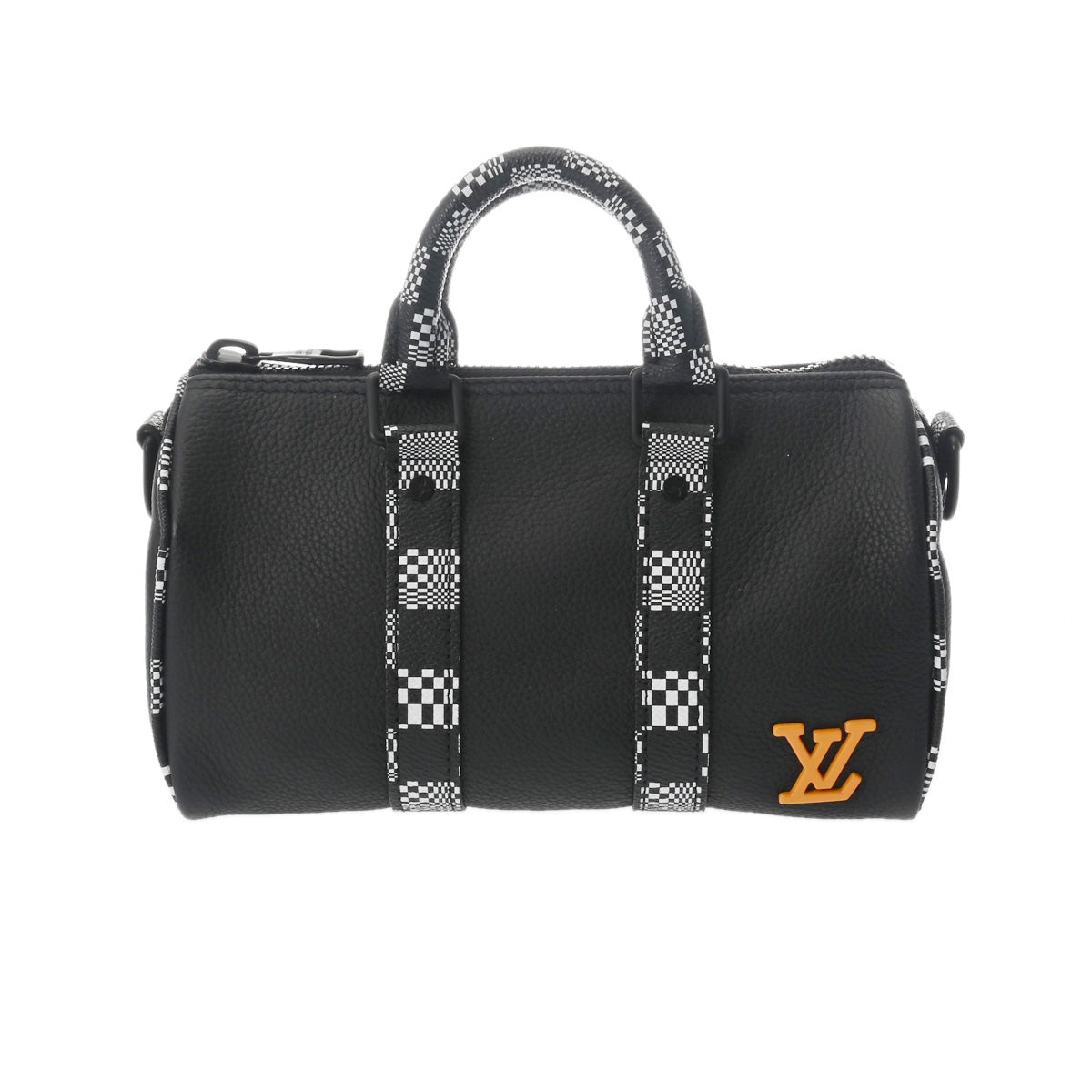 LOUIS VUITTON ルイヴィトン ダミエ ディストーテッド シティキーポル XS 2WAY 黒 M80202 ユニセックス レザー ハンドバッグ Aランク 中古 