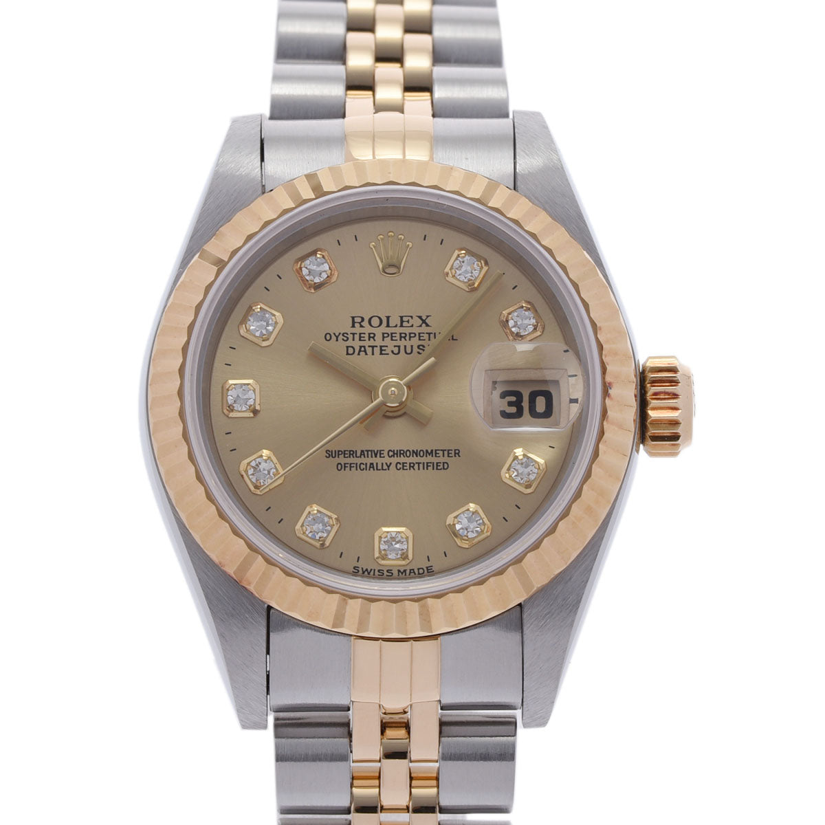 ROLEX ロレックス デイトジャスト 10Pダイヤ 69173G レディース YG/SS 腕時計 自動巻き シャンパン文字盤 Aランク 中古 