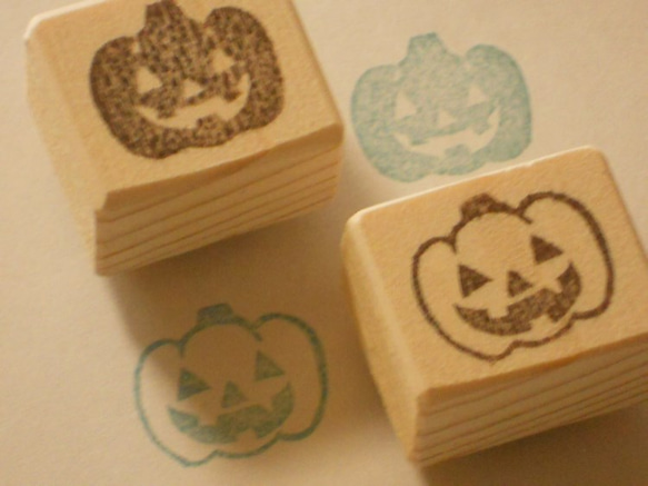 ゴム版はんこ　ハロウィンのおばけかぼちゃ【受注制作】