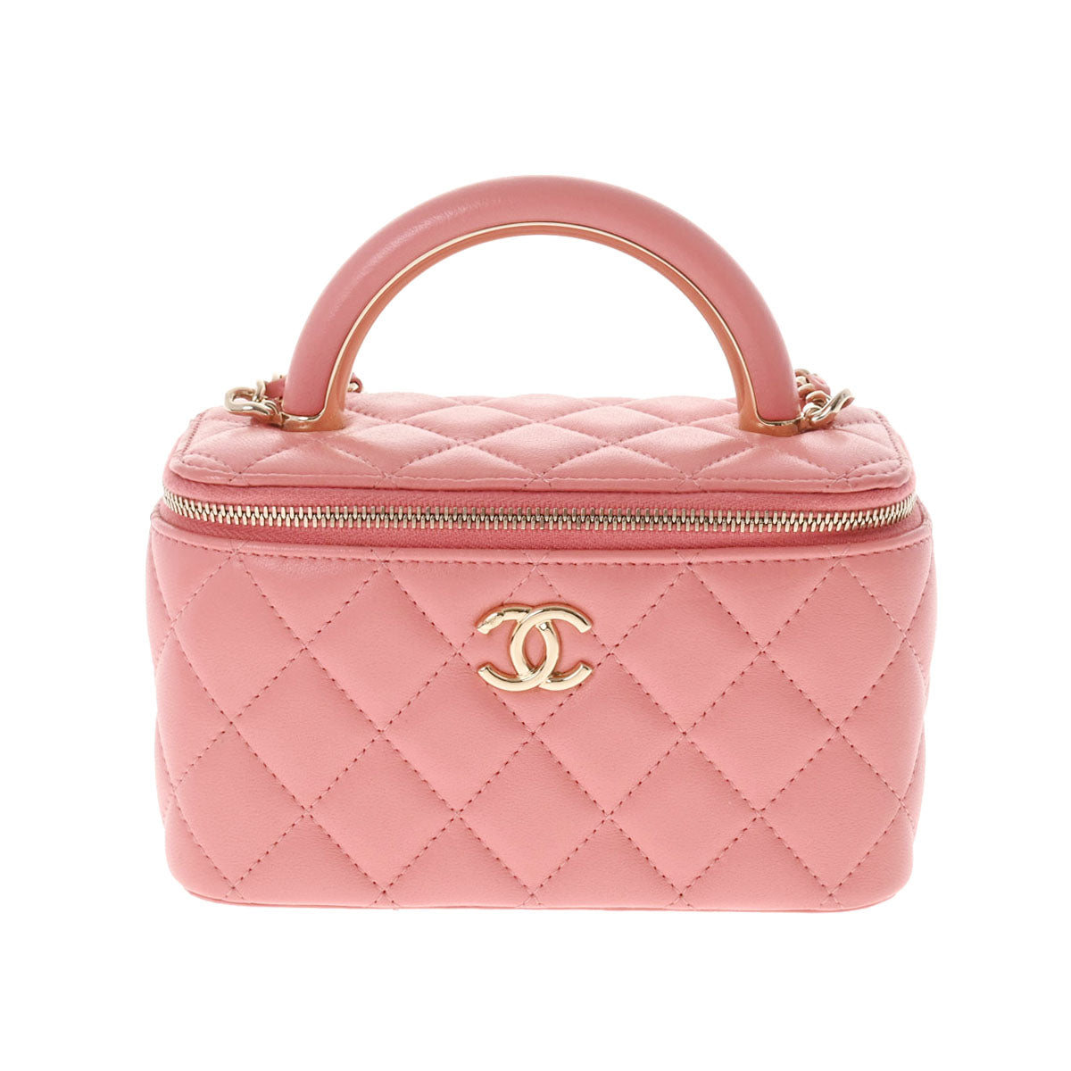 CHANEL シャネル マトラッセ バニティ チェーンショルダー ピンク ゴールド金具 AP2199 レディース ラムスキン ショルダーバッグ Aランク 中古 