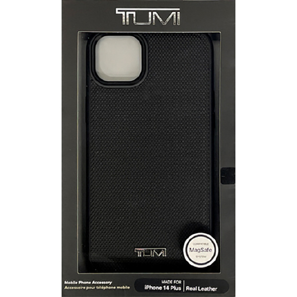 TUMI iPhone 14 Plus用Magsafe対応 本革 背面ケース ブラック TUHMP14MRBAK