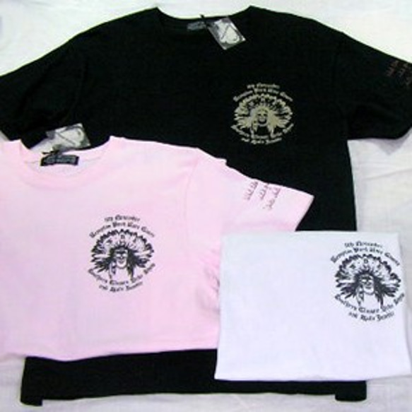 【アウトレット】プリントTシャツ SKULL INDIAN　W-09040　ライトピンク　Ｍ