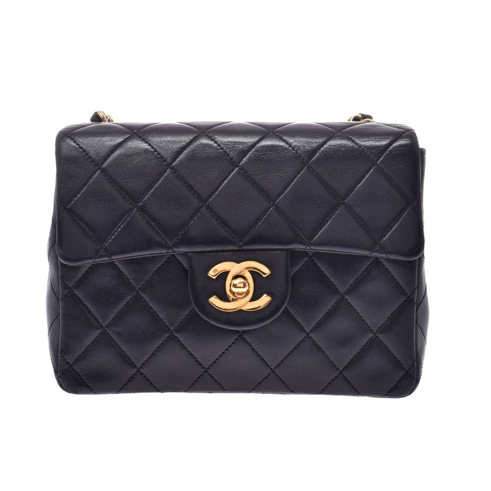 CHANEL シャネルミニマトラッセ  黒 ゴールド金具 レディース ラムスキン ショルダーバッグ  中古