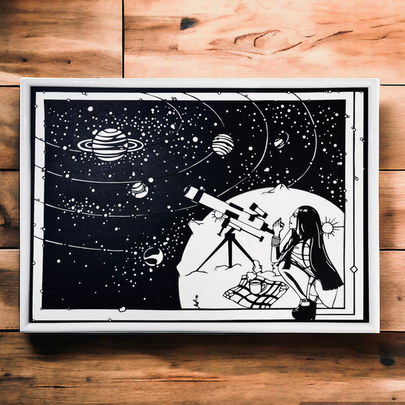 『星の観察』オリジナル切り絵