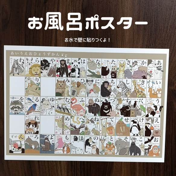 お風呂であいうえお表ずかん【A3お風呂ポスター】