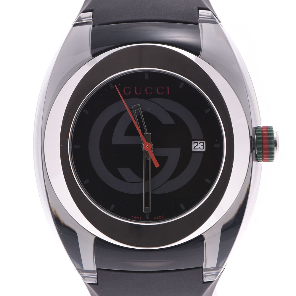 GUCCI グッチ SYNC XXL 137.1 メンズ セラミック/ラバー 腕時計 クオーツ 黒文字盤 Aランク 中古 