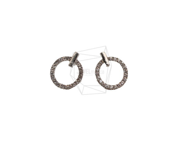 ERG-2676-R【2個入り】キュービックラウンドピアス/Cubic Round Post Earrings