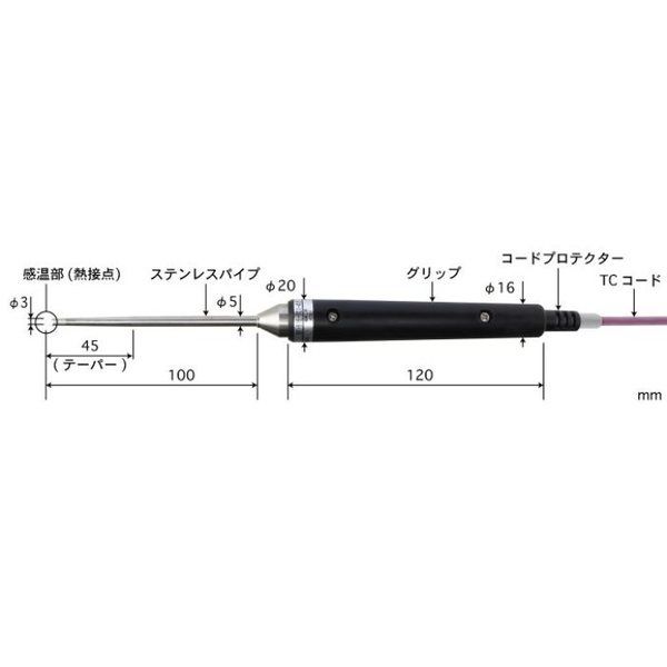 突刺し形温度センサ ー200~500°C 応答速度(秒):3 Kタイプ 【BTー92KーTC1ーASP】 BT-92K-TC1-ASP（直送品）