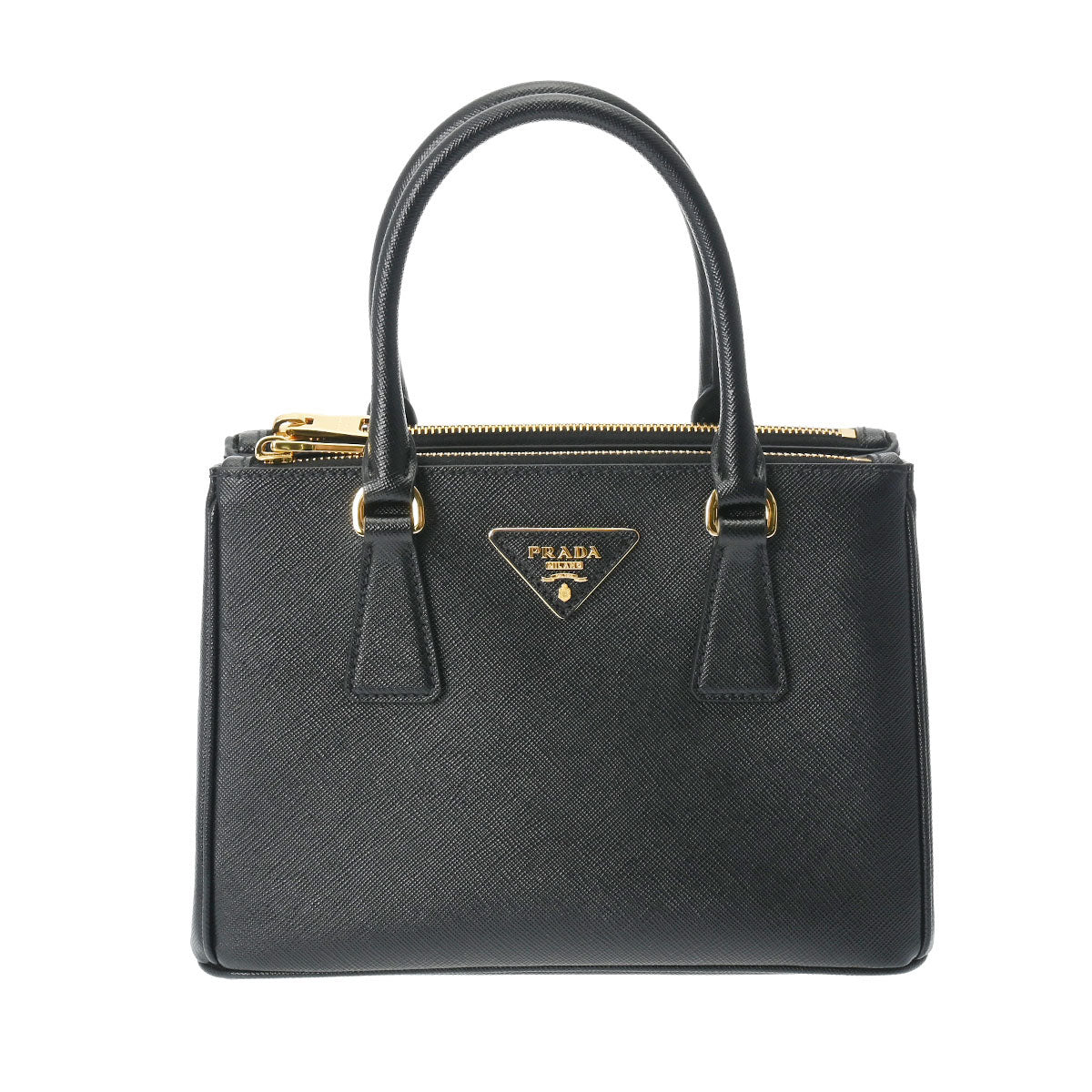 PRADA プラダ ガレリア スモールバッグ 黒 ゴールド金具 1BA896 レディース サフィアーノ 2WAYバッグ 新同 中古 