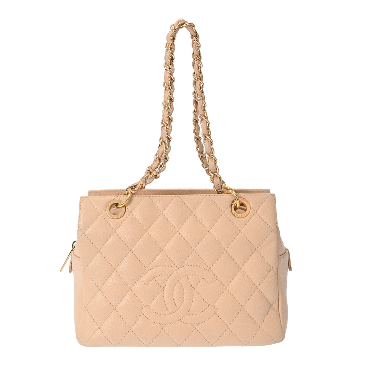 CHANEL シャネル PST プチショッピングトート ベージュ ゴールド金具 A18004 レディース キャビアスキン ハンドバッグ ABランク 中古 