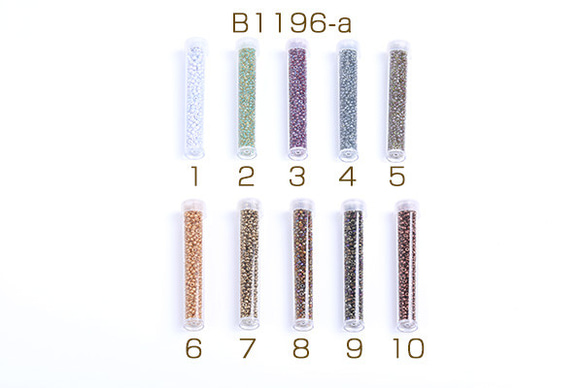 B1196-a-18 6本 シードビーズ 1.5-2mm ボトル付き 全133色 No.1-20  6X（1本）