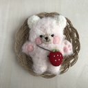 もこくま*bear いちごみるく　羊毛フェルト