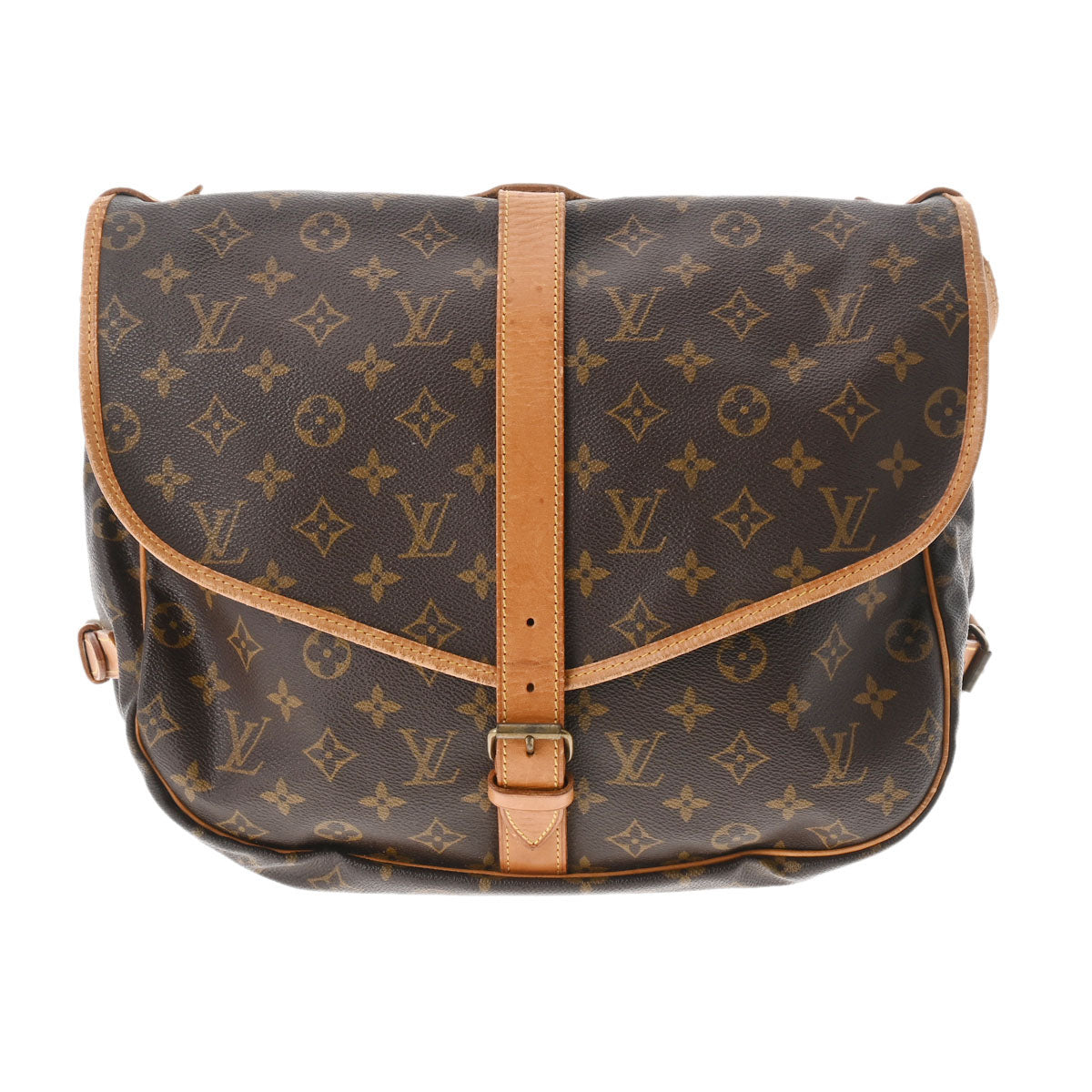 LOUIS VUITTON ルイヴィトン モノグラム ソミュール 35 ブラウン M42254 レディース モノグラムキャンバス ショルダーバッグ Bランク 中古 