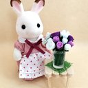 531ミニチュア  バラとかすみ草の花瓶  (パープルミックス、白)