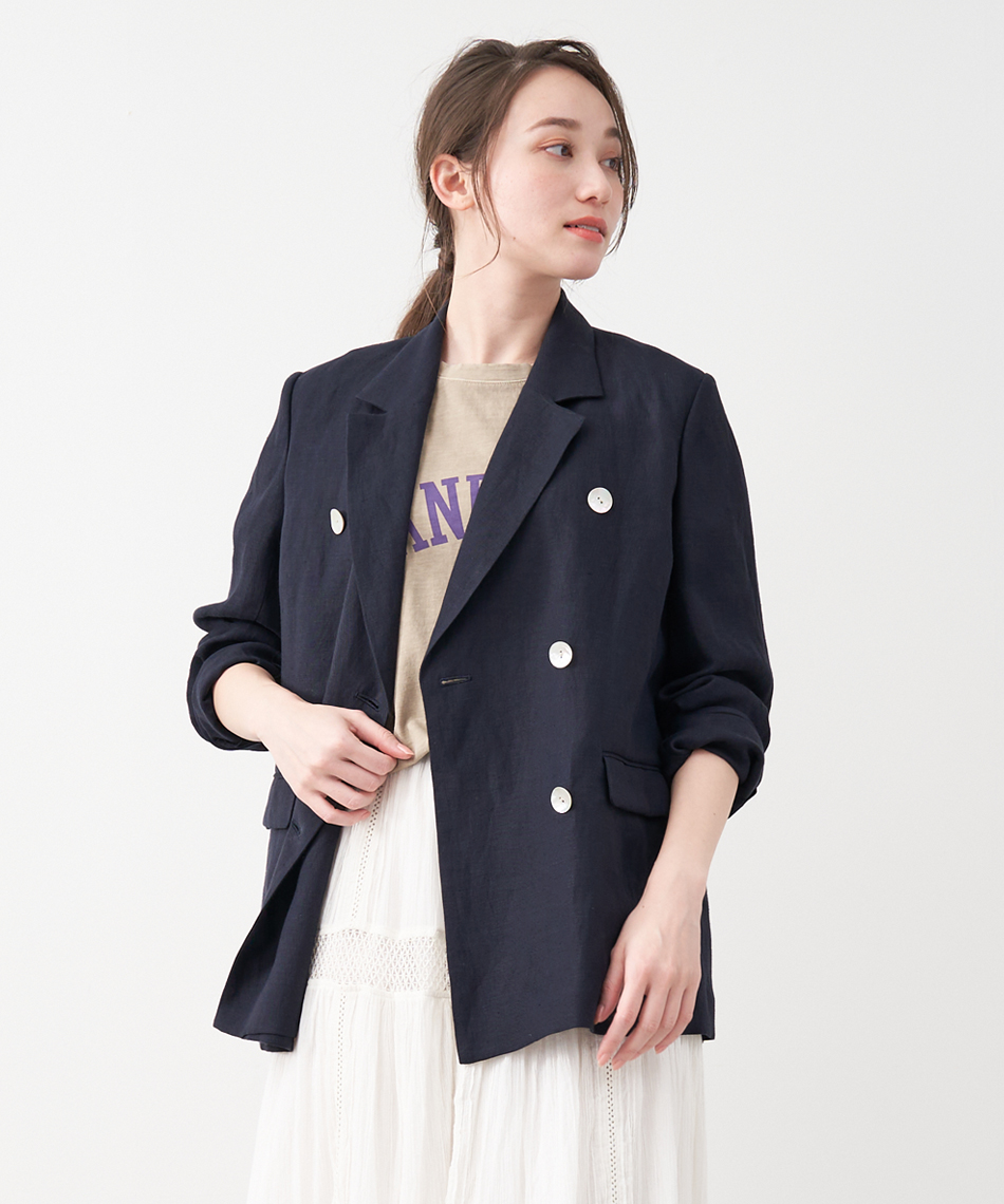 マイカアンドディール/linen double jacket