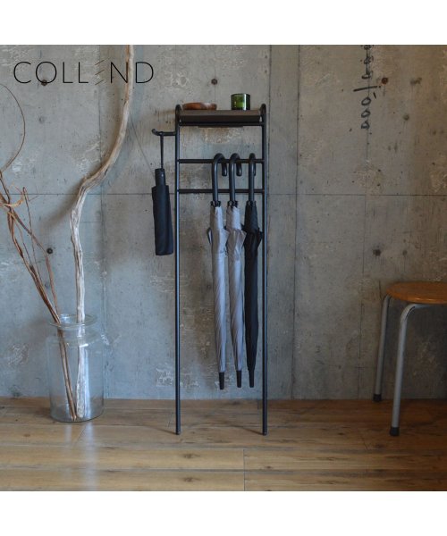 COLLEND コレンド 傘立て アンブレラ ハンガー 引っ掛け 棚付き スリム コンパクト アイアン UMBRELLA HANGER IUH－DB