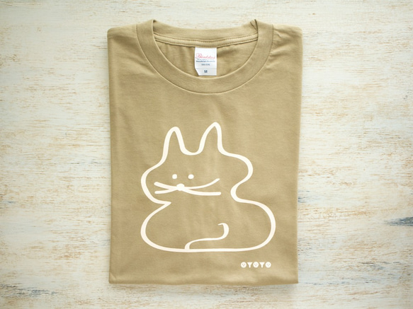 koubako-neko ねこ柄Tシャツ（サンドカーキ）