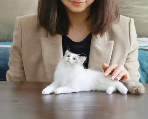 【オーダーメイドペット】羊毛フェルト、うちの子　猫ぬいぐるみ、フェルト猫、羊毛猫、肖像画、犬猫人形 プレゼントやギフトに