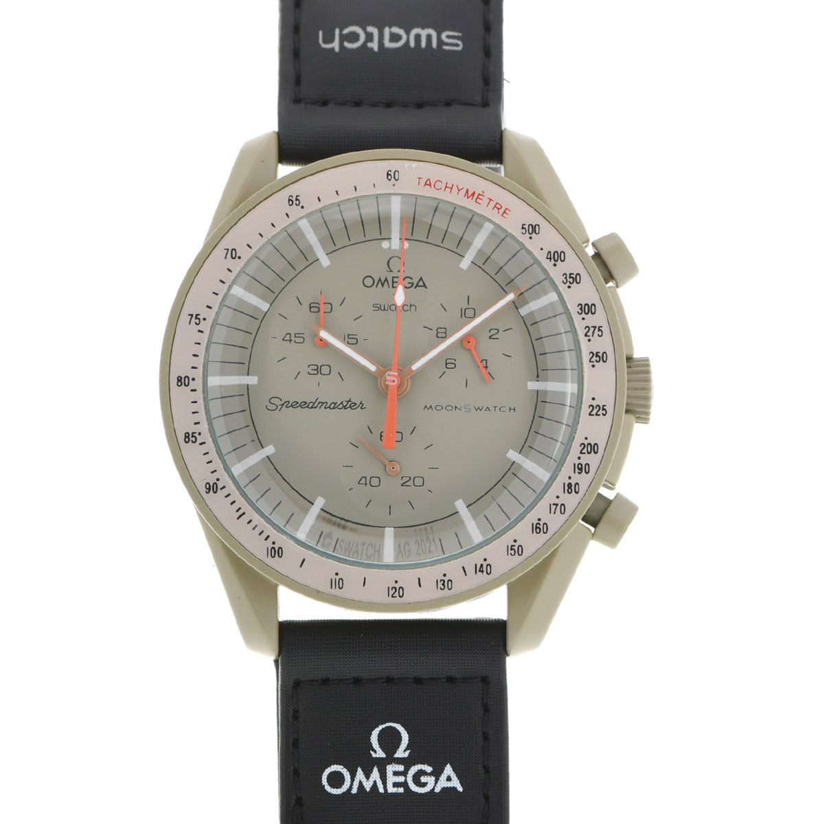 SWATCH スウォッチ OMEGA オメガ / MISSION TO JUPITER SO33C100 メンズ バイオセラミック/VELCRO 腕時計 クオーツ ベージュ文字盤 未使用 