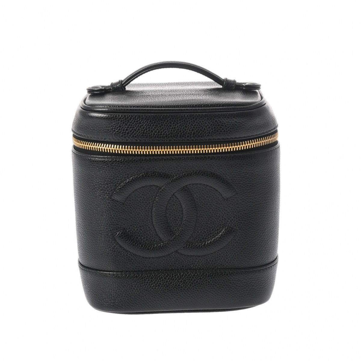 CHANEL シャネル 縦型バニティ 黒 ゴールド金具 A01998 レディース キャビアスキン ハンドバッグ Aランク 中古 