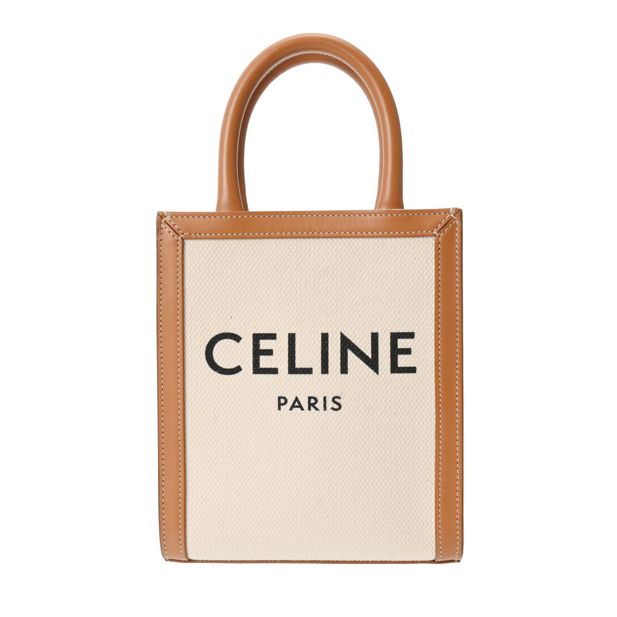 CELINE セリーヌ ミニバーティカルカバ ベージュ/ブラウン ゴールド金具 193302BN レディース レザー キャンバス ハンドバッグ Aランク 中古 