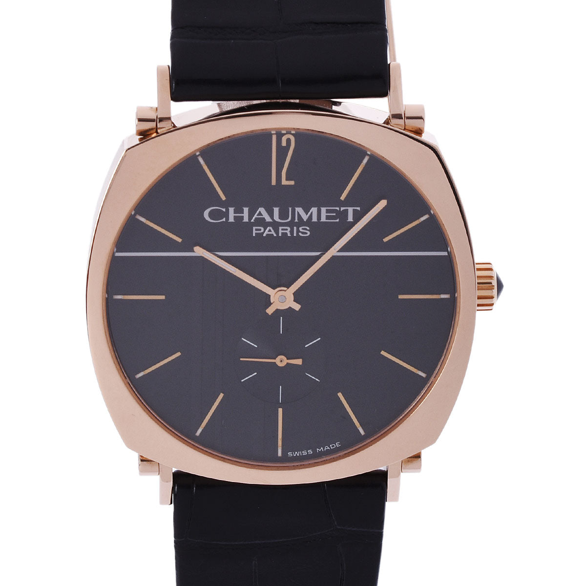 CHAUMET ショーメ ダンディ W11083 メンズ PG/クロコダイル 腕時計 手巻き ブラック文字盤 Aランク 中古 