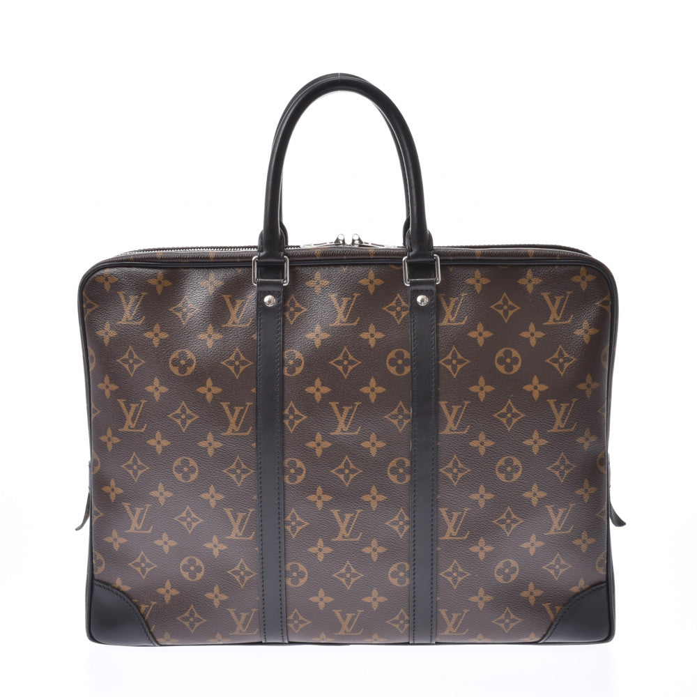 LOUIS VUITTON ルイヴィトン モノグラム マカサー ポルトドキュマン ヴォワヤージュ ブラウン/黒 M40225 メンズ ビジネスバッグ ABランク 中古 