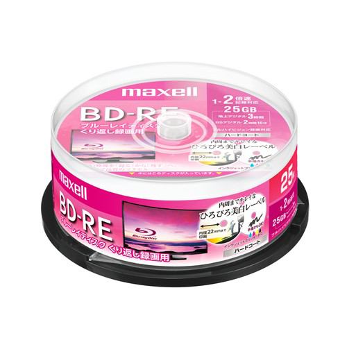 マクセル(Maxell) BEV25WPE25SP 録画用BD-RE ひろびろ美白レーベルディスク 1-2倍 25GB 25枚 スピンドルケース