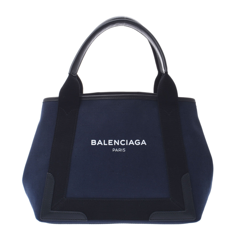 BALENCIAGA バレンシアガ ネイビーカバス S ネイビー/黒 339933 レディース キャンバス/レザー ハンドバッグ Aランク 中古 