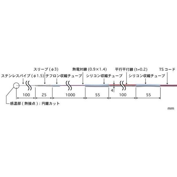 低温用温度センサ ー100~200°C 1000mm Kタイプ 【BRー10Kー1ーTS1ーASP】 BR-10K-1-TS1-ASP（直送品）