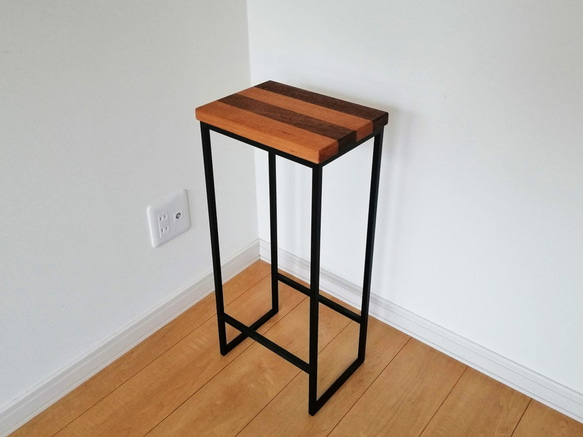 Iron chokotto Stool ウォルナット×アメリカンチェリー無垢材寄木