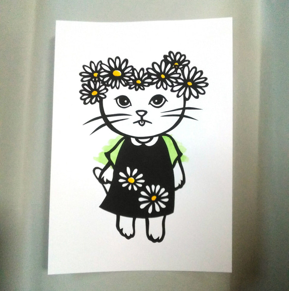 【切り絵】原画　A5サイズ　cat4