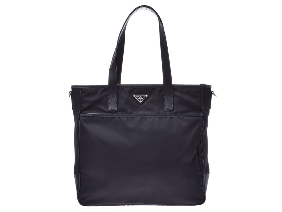 プラダ 2WAYトートバッグ 黒 2VG032 現行 メンズ レディース ナイロン×カーフ Aランク 美品 PRADA ギャラ ストラップ 中古 