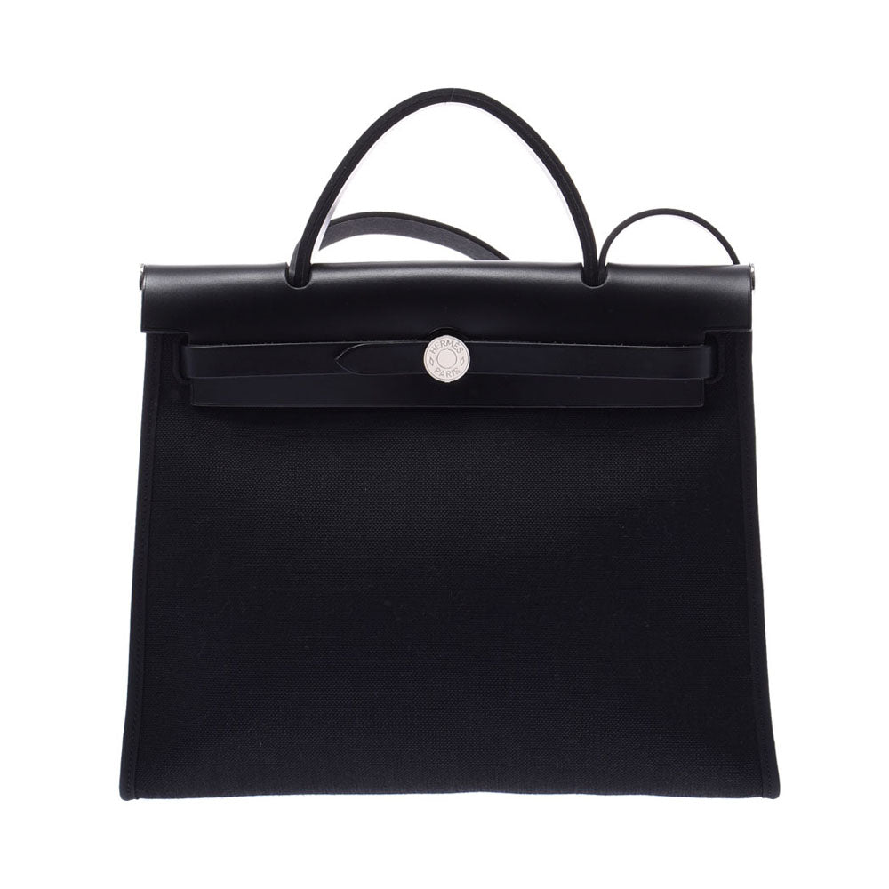 HERMES エルメス エールバッグジップ MM 黒 シルバー金具 D刻印(2019年頃) ユニセックス トワルオフィシエ レザー 2WAYバッグ Aランク 中古 