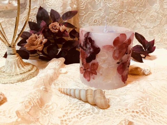 *Botanical Candles*3種類のアンティーク紫陽花キャンドル*Classic-Wine*