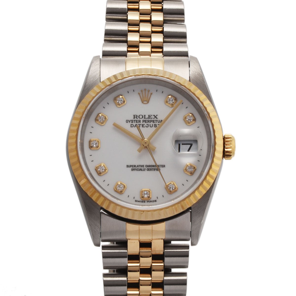 ROLEX ロレックス デイトジャスト 10Pダイヤ 16233G メンズ YG/SS 腕時計 自動巻き Aランク 中古 