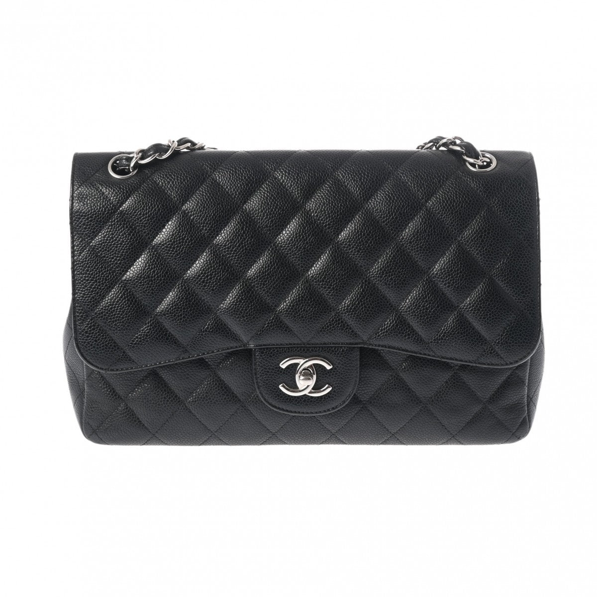 CHANEL シャネル マトラッセ チェーンショルダー 30cm 黒 シルバー金具 A58600 レディース キャビアスキン ショルダーバッグ Bランク 中古 